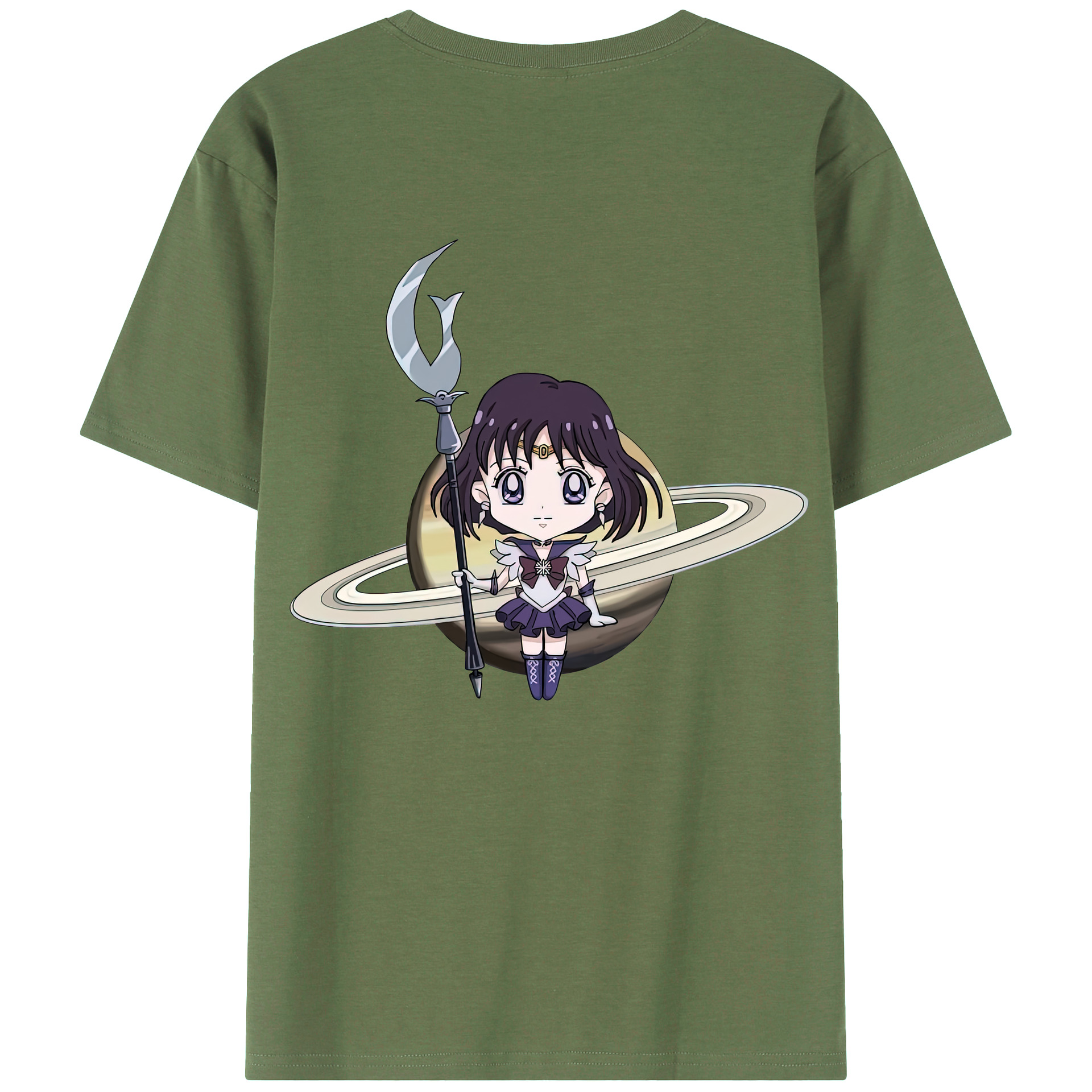 （画像用） 美少女戦士セーラームーン 土萠ほたる Sailor Moon Tomoe Hotaru （セーラーサターン；Sailor Saturn） 綿100％ メンズ半袖Tシャツ（バックプリント） 通気性